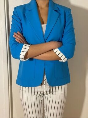 Cropped Bright Blue Women's Blazer Jacket